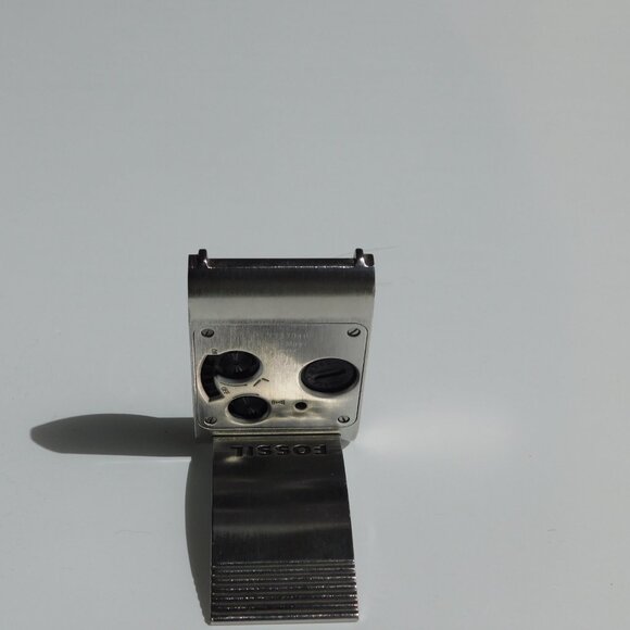 Fossil Travel Alarm Clock Stainless Steel New 2004 - Picture 2 of 5